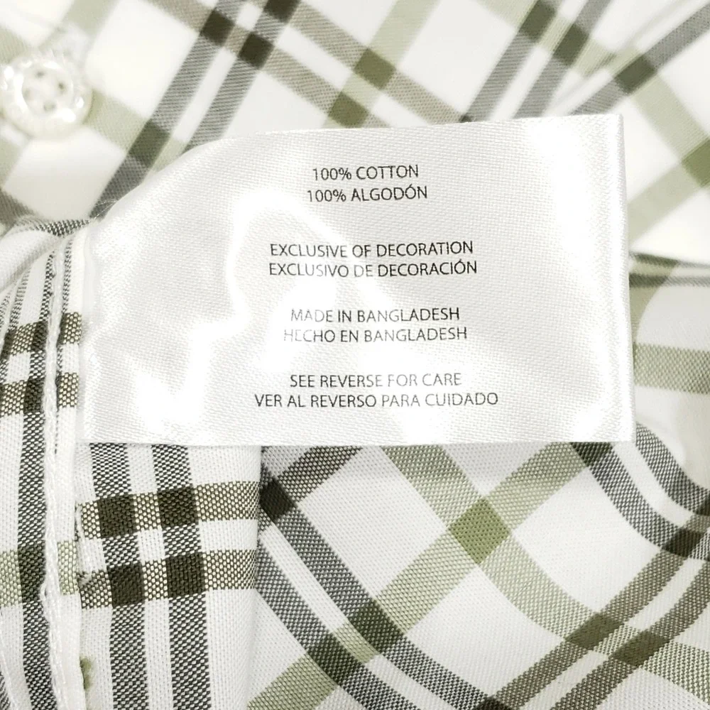 Banana Republic Button Up Shirt Men XXL Green Plaid Slim Fit Cotton Long Sleeve